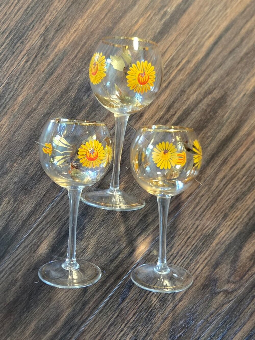 CRYSTAL CLEAR INDUSTRIES Vintage Romanian Hand-Painted Wine Glasses (Three)